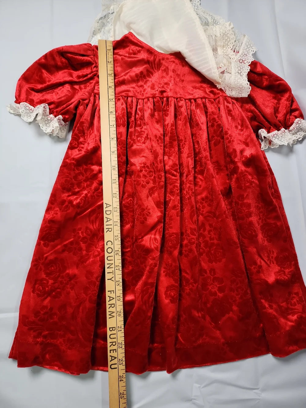 The My Very Own Collection Red Velvet Dress Lace Collar VTG Holiday Christmas